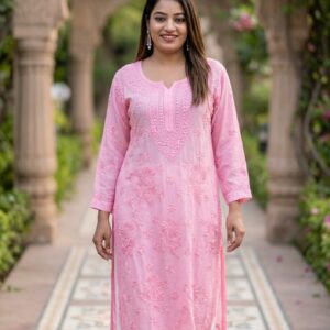 Premium Muslin Tone-on-Tone Chikankari Kurti