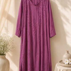Premium Modal Tone-on-Tone Chikankari Kurti