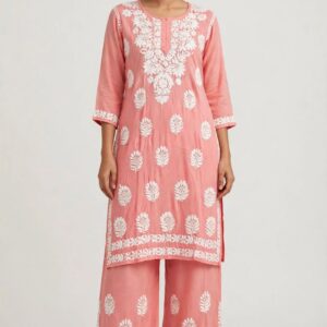 Pure Modal Handcrafted Chikankari 2pc Kurta Set- Baby Pink