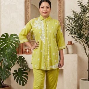 Dobby Rayon 7D Handwork Chikankari Co-ord Set